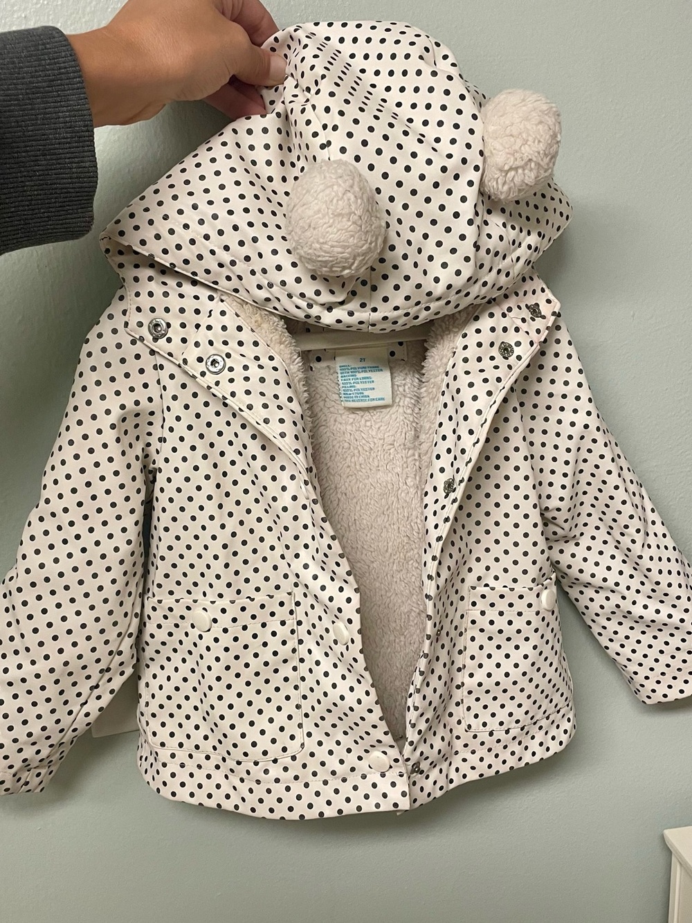 C&C California Kids Polka Dot Hooded Raincoat - White & Black